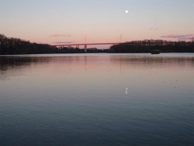 Varina Enon Bridge with moon Chesterfield, Virginia