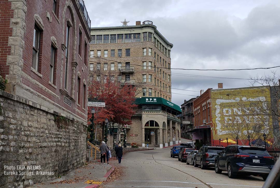 Click to enlarge - looking up Spring Street in Autumn in Eureka Springs Arkansas Looking up Spring Street in Autumn in Eureka Springs Arkansas